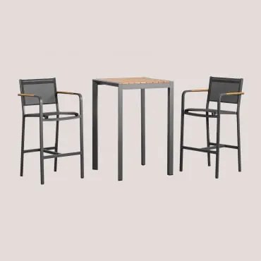 Set met Hoge Vierkante Tafel & 2 Hoge Krukken Archer - Sklum