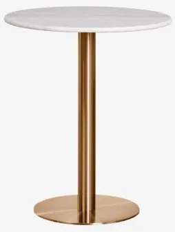 Ronde Bartafel Van Natuurlijk Steen Xiren Ø70 Cm & Wit Marmer Guangxi & Geborsteld Rozengoud - Sklum