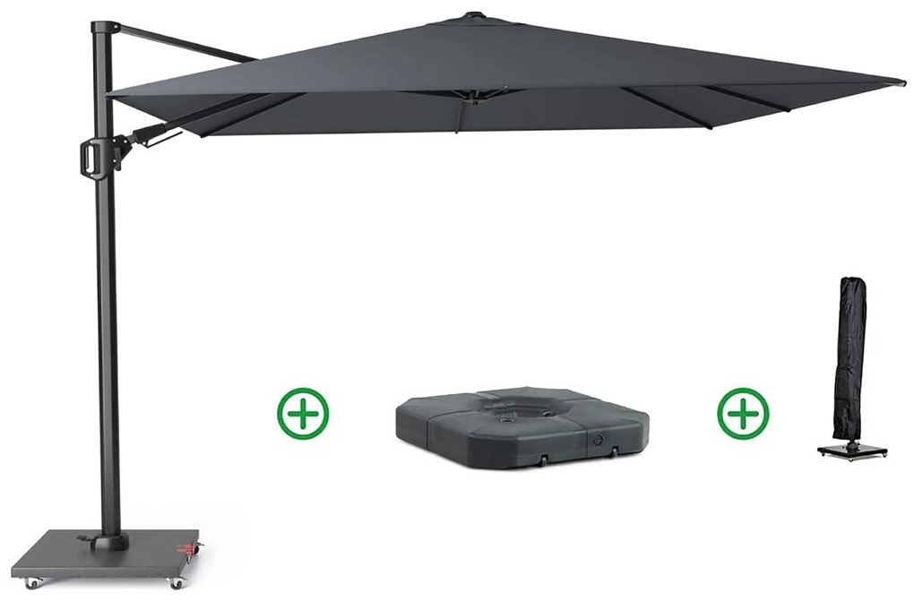 Platinum Challenger zweefparasol 3x3m T2 (incl. voet + hoes) anthracite