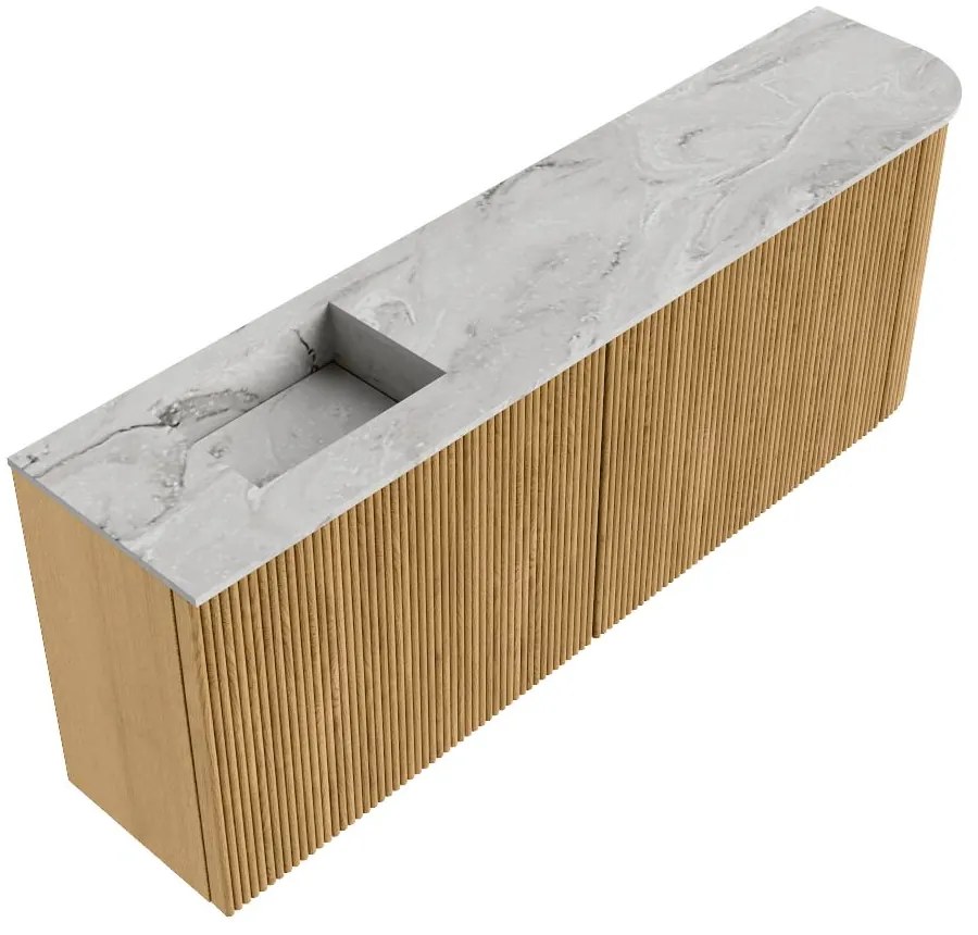 Mondiaz Joya DLux 110cm toiletmeubel ronding rechts oak met wastafel faye links zonder kraangat glace