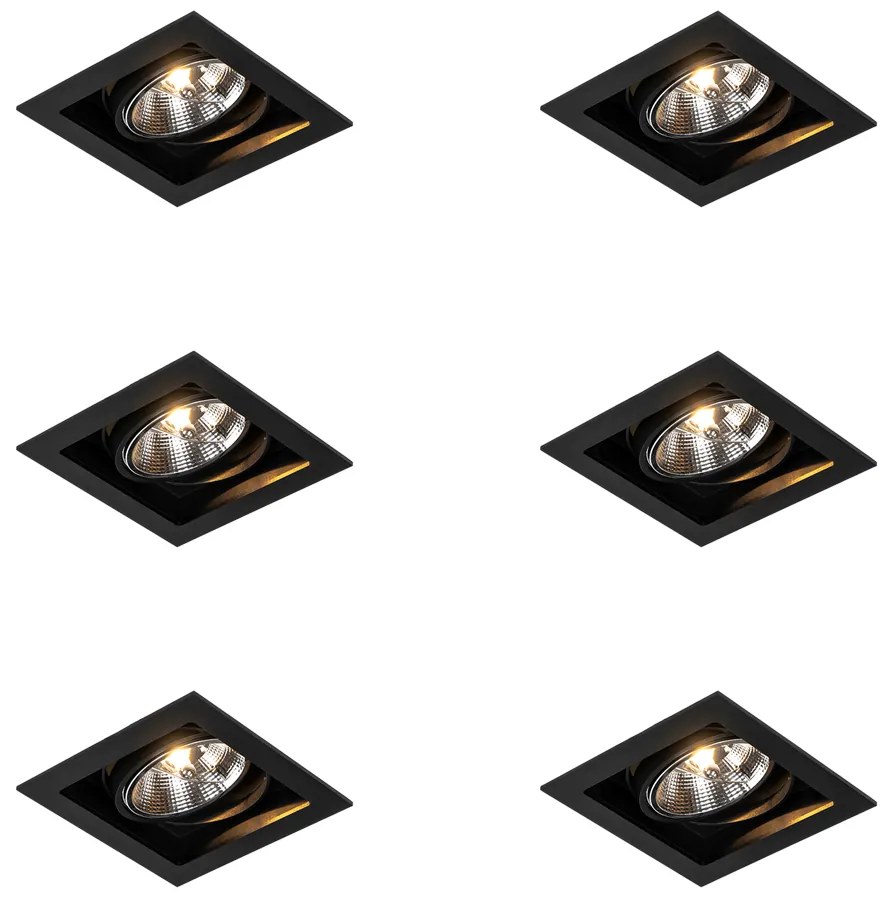Set van 6 Moderne inbouwspot zwart 18 cm verstelbaar - Artemis 111
