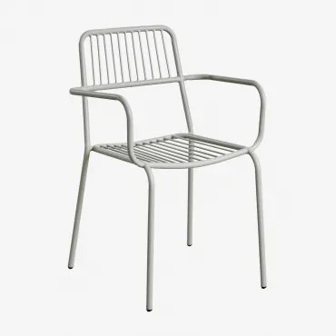 Stapelbare Tuinstoel Met Armleuningen In Staal Elton Groen – Khaki - Sklum