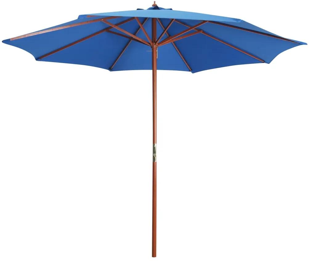 vidaXL Parasol met houten paal 300x258 cm blauw