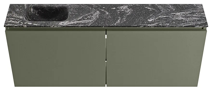 Mondiaz Ture DLux toiletmeubel 120cm army met wastafel lava links zonder kraangat