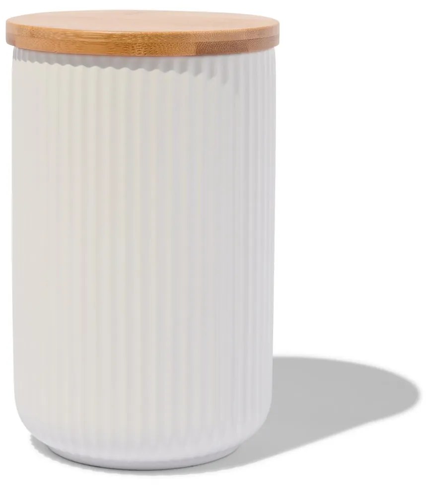 HEMA Voorraadpot Keramiek 1.4L Gestreept (wit)