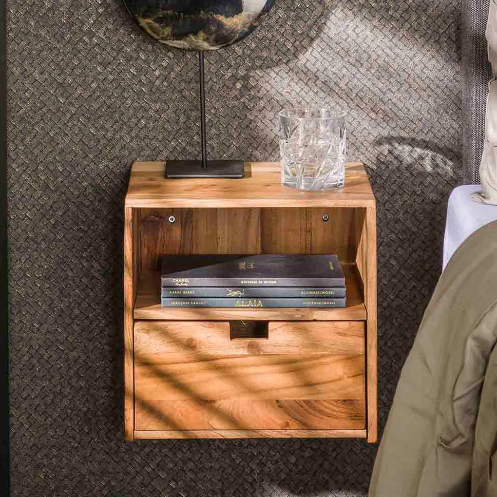 Hangende Nachtkastjes Hout (set Van 2) - 30x25x30cm.
