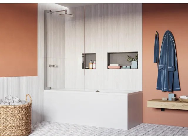 Crosswater Asura scharnierend badscherm - 90x150cm - gepolijst rvs AUBSCC0900