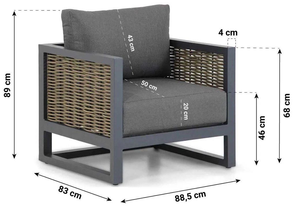 Hoek loungeset 6 personen Aluminium/wicker Grijs  Santika Furniture Santika