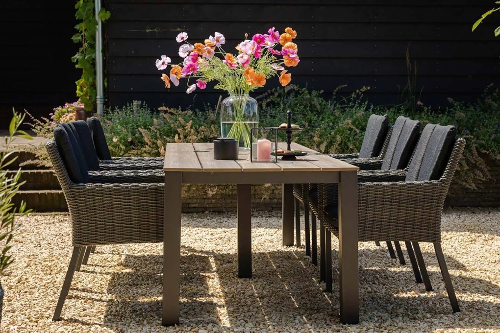 Tuinset 6 personen 240 cm Wicker Zwart Garden Collections Oxbow/Cardiff