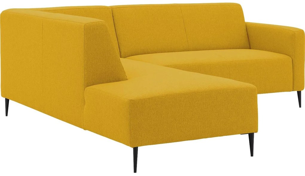 Goossens Key West geel, stof, 2-zits, modern design met ligelement links