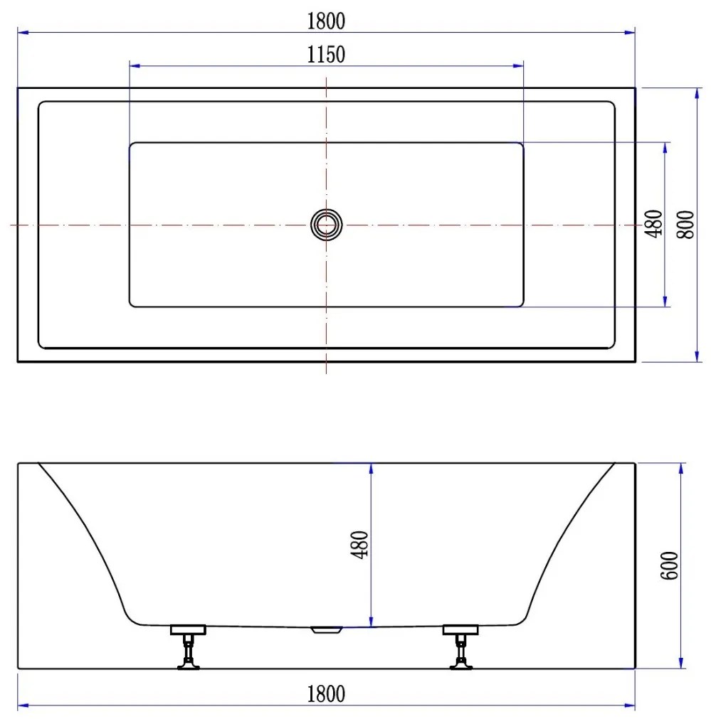 Best Design Strack vrijstaand bad 180 x 80 x 60cm