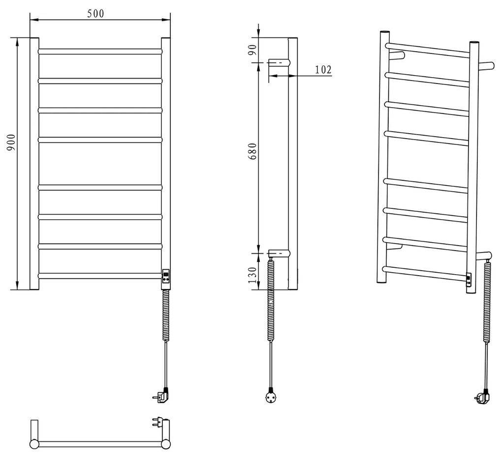 Sapho Redondo elektrische radiator 50x90cm 75W zwart mat
