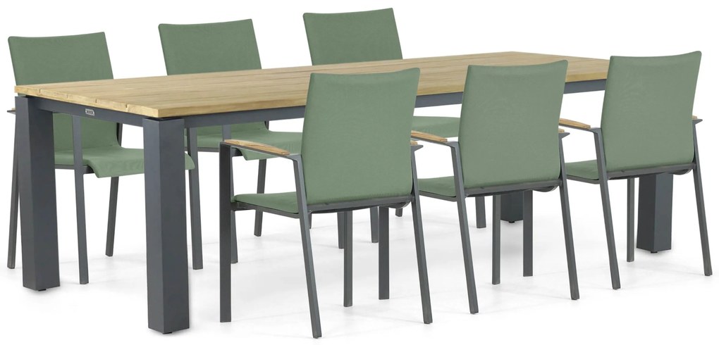 Tuinset 6 personen 240 cm Aluminium/textileen Groen Lifestyle Garden Furniture Brandon/Riviera