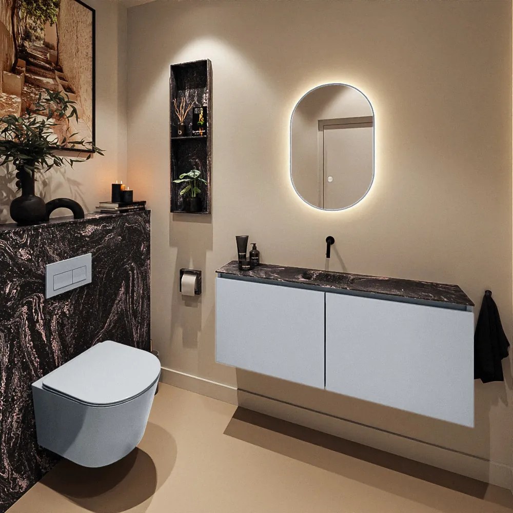 Mondiaz Ture DLux toiletmeubel 120cm clay met wastafel lava midden zonder kraangat