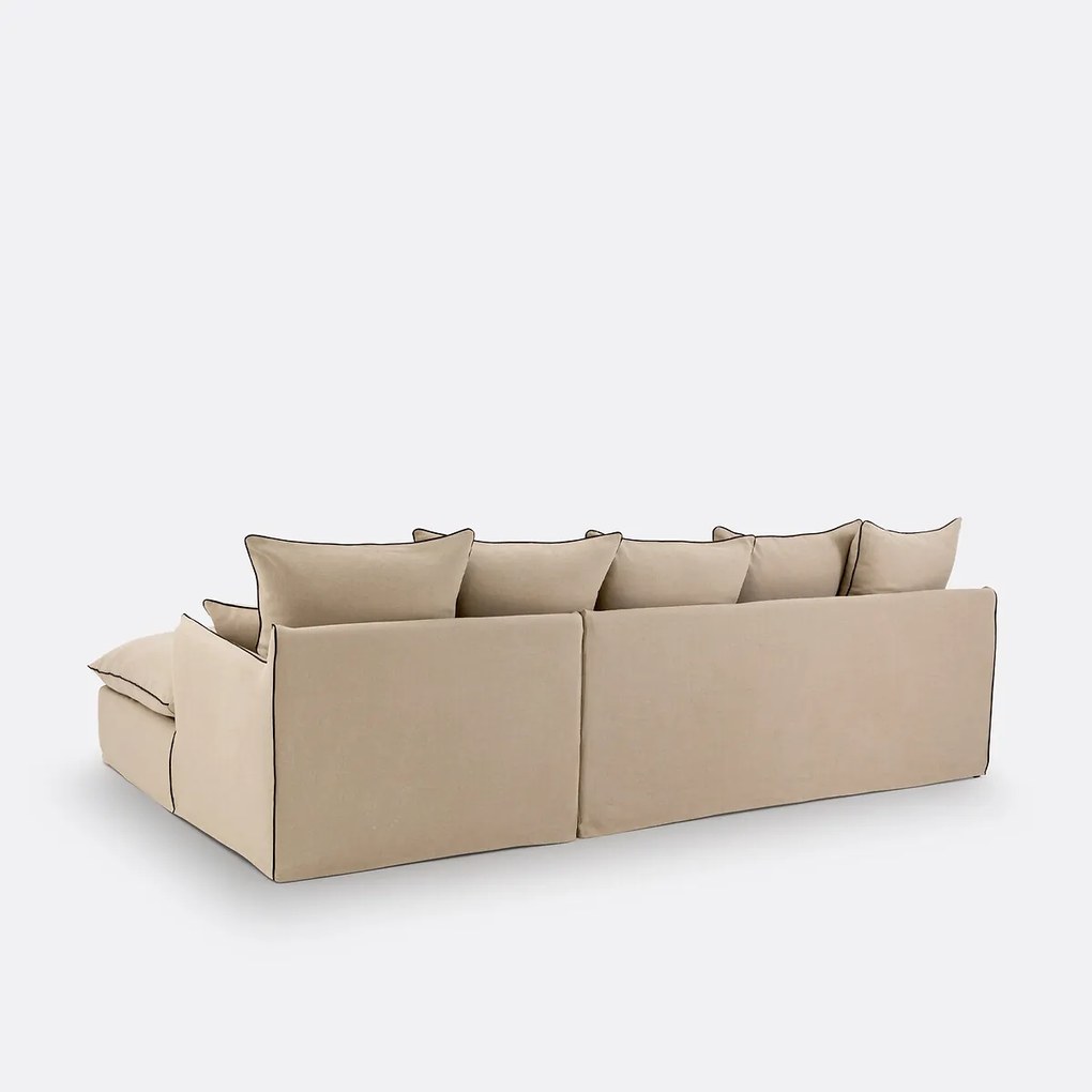 Hoekbank, afneembare hoes, 4 zits, dik linnen, Odna