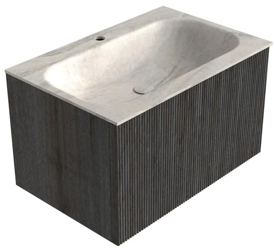 Mondiaz Kurve-dlux 70cm badmeubel shadow met 1 lade en wastafel big small midden 1 kraangat ostra