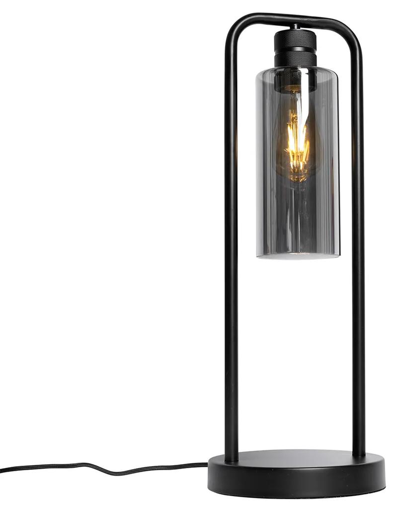 Moderne tafellamp zwart met smoke glas - Stavelot Modern E27 Binnenverlichting Lamp