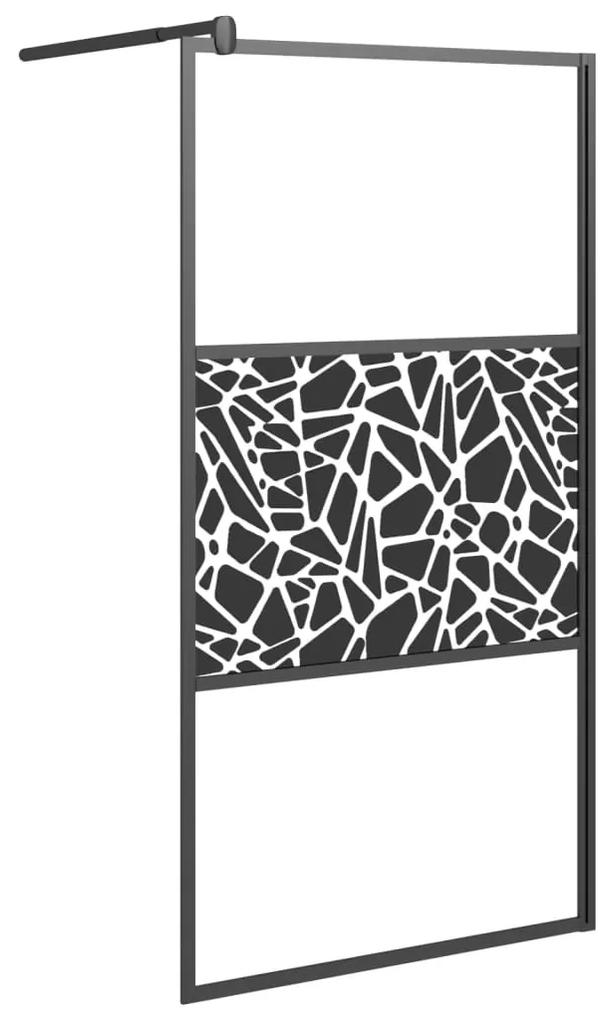 vidaXL Inloopdouchewand met stenenmotief 100x195 cm ESG-glas zwart