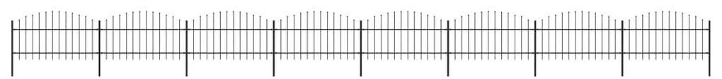 vidaXL Tuinhek met speren bovenkant (1-1,25)x13,6 m staal zwart