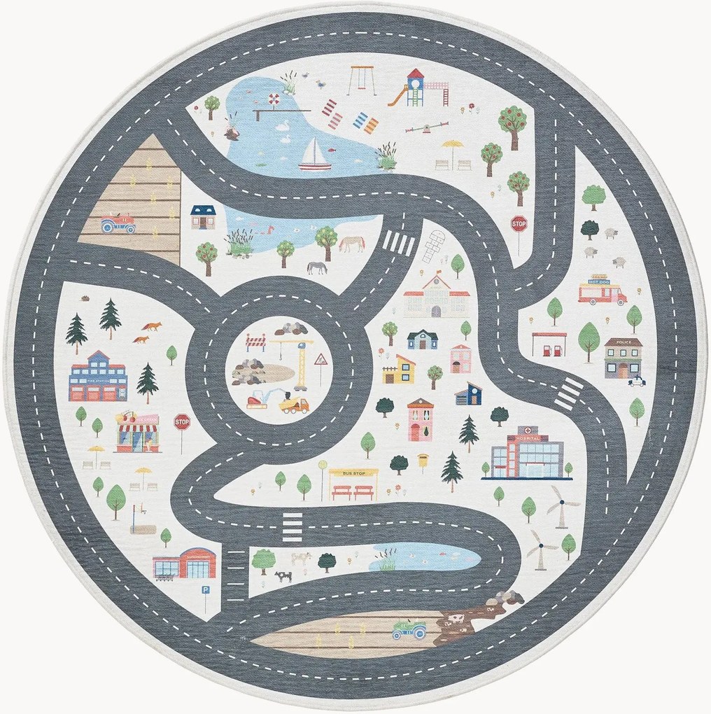 Rond kindervloerkleed Linus, wasbaar
