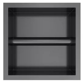 Hotbath &MORE Inbouw Toiletrol Houder - 16x16x13cm - Geborsteld zwart PVD PH016MBP