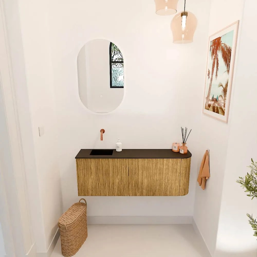 Mondiaz Joya 110cm toiletmeubel ronding rechts oak met wastafel faye links zonder kraangat urban