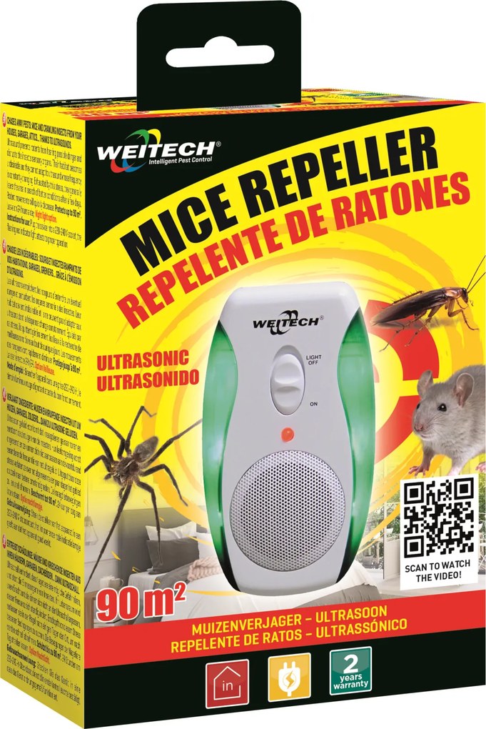 Weitech WK0190 Nightlight Ongedierteverjager - 90 m² - Met nachtlampje - Ultrasoon