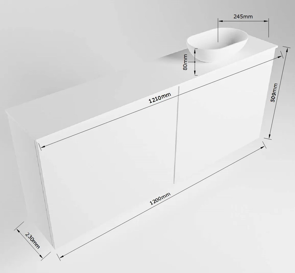 Mondiaz Fowy toiletmeubel 120cm army met zwarte waskom rechts zonder kraangat