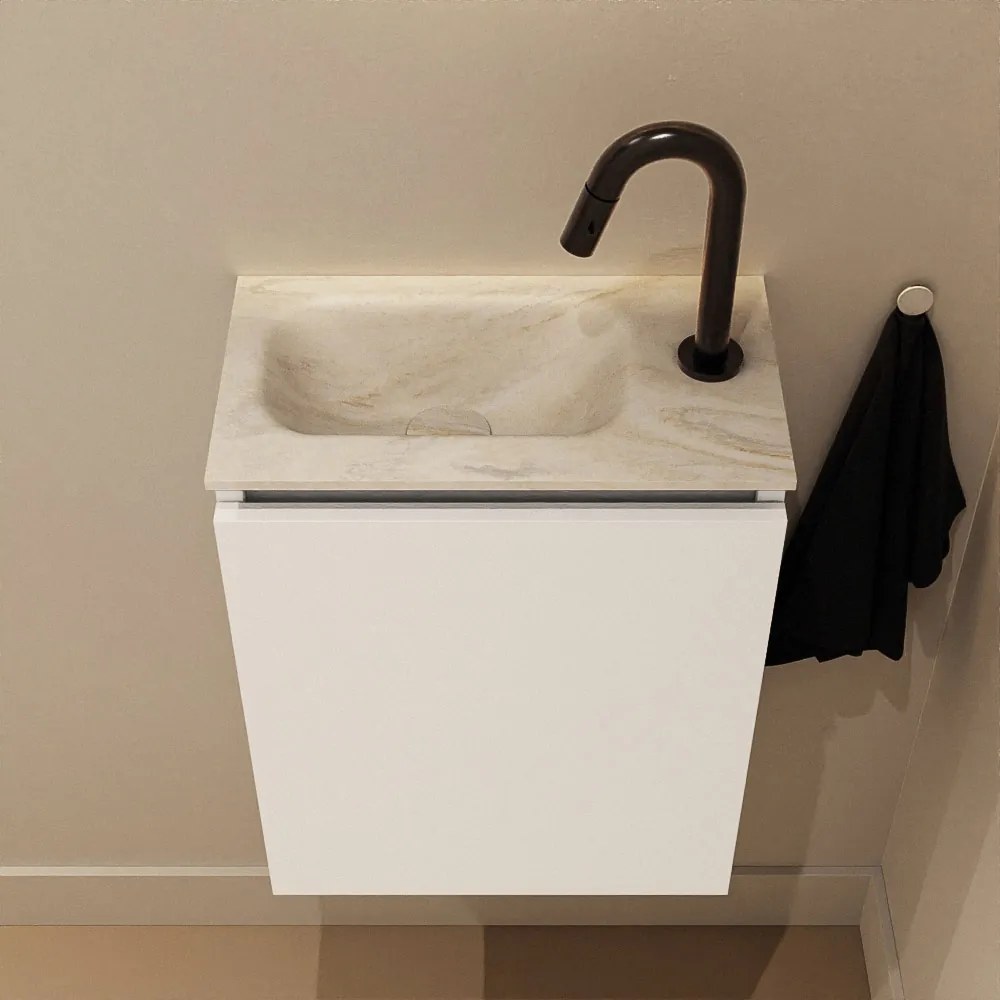 Mondiaz Ture DLux toiletmeubel 40cm talc met wastafel ostra links met kraangat