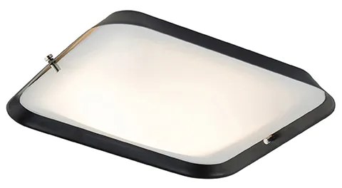 Moderne plafondlamp zwart 24,5 cm incl LED - Edor Modern vierkant Binnenverlichting Lamp