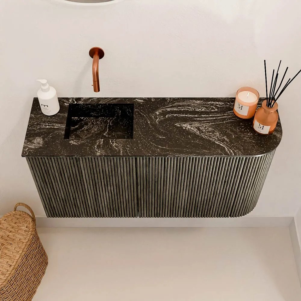 Mondiaz Joya DLux 80cm toiletmeubel ronding rechts shadow met wastafel faye links zonder kraangat lava