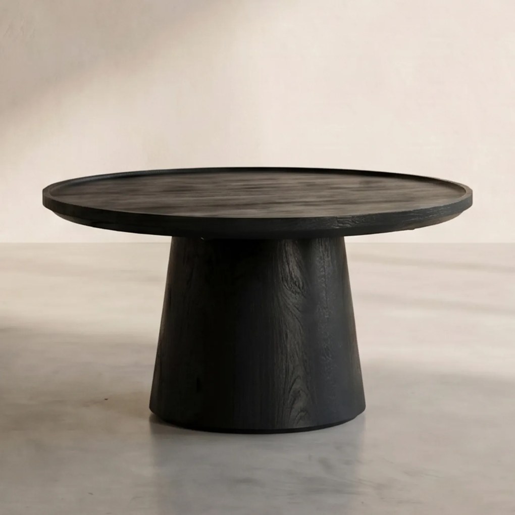 Eleonora Ron Zwarte Salontafel Mangohout Rond 65 Cm - 65 X 65cm.