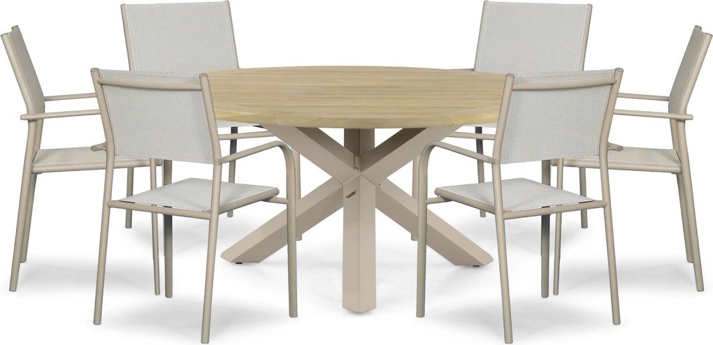 Tuinset Ronde Tuintafel 6 personen 160 cm Aluminium Taupe  Presto Brentino/Rockville