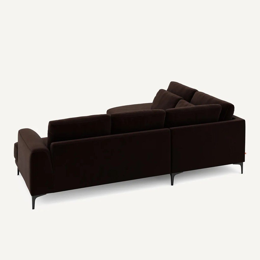 Rechtse hoekbank met leuning in fluweel, Marsile