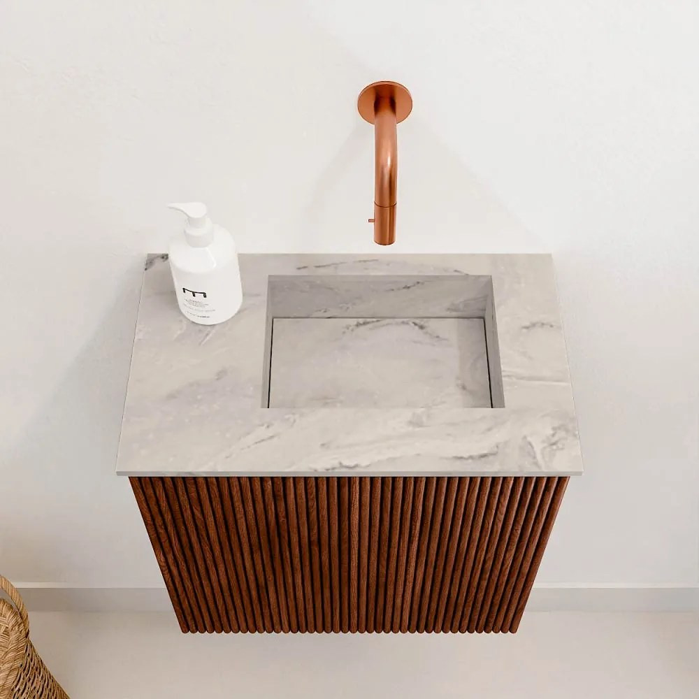 Mondiaz Joya DLux 40cm toiletmeubel ruby met wastafel faye rechts zonder kraangat glace