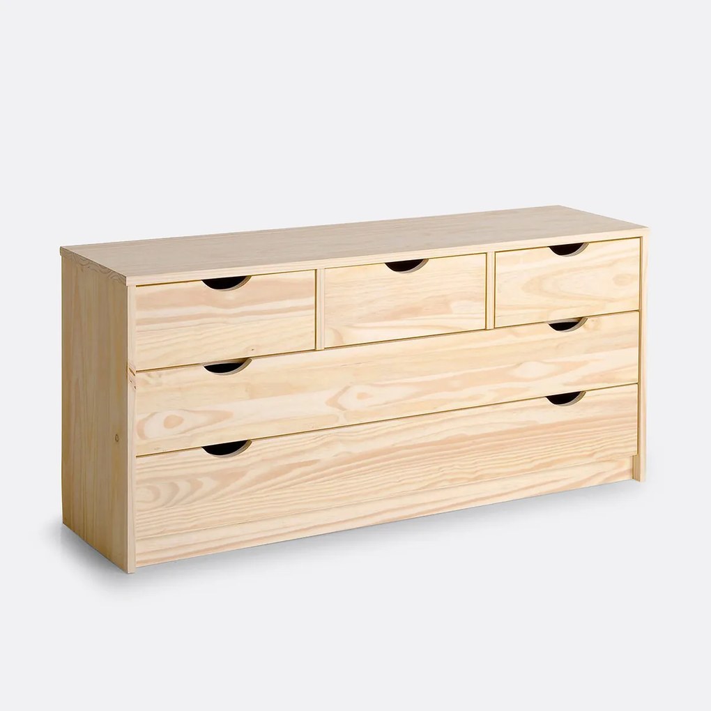 Ladekast met 5 lades, massief dennenhout, Crawley