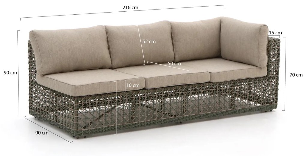 Intenso Carpino loungemodule linkerarm 216cm