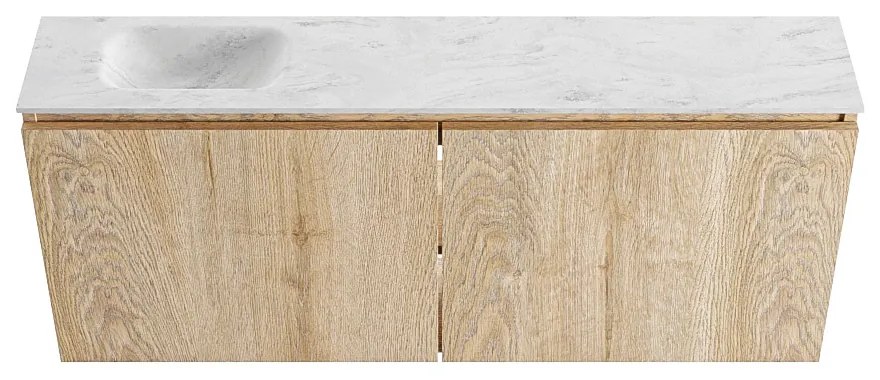 Mondiaz Ture DLux toiletmeubel 120cm washed oak met wastafel opalo links met kraangat