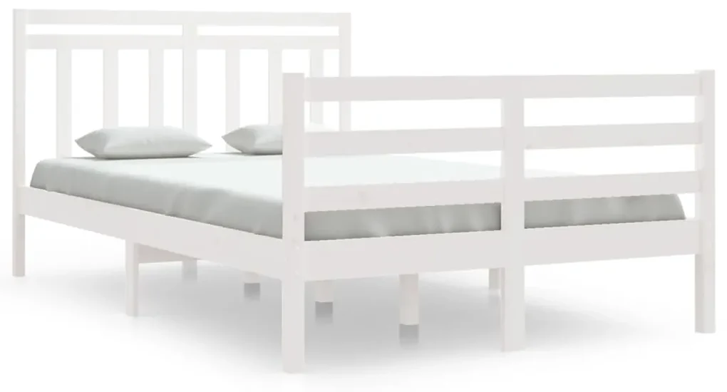 vidaXL Bedframe massief hout wit 120x190 cm 4FT Small Double