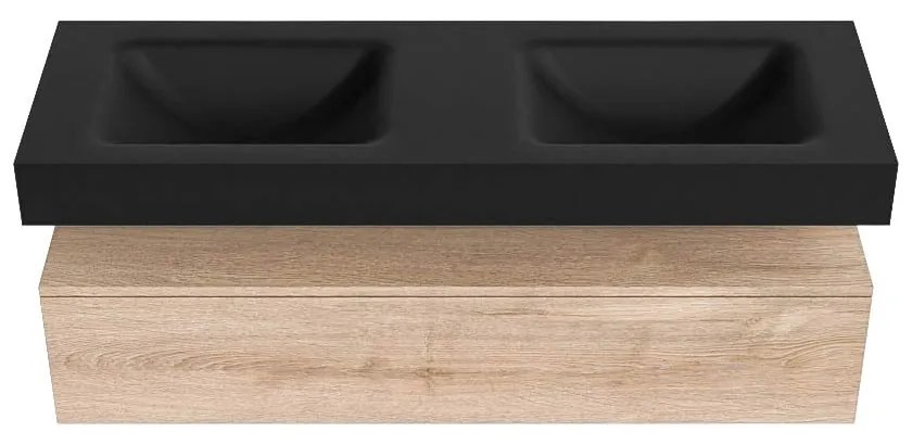 Zaro Alan badmeubel 140cm washed oak 1 lade met vrijhangende wastafel cloud dubbel 2 kraangaten urban