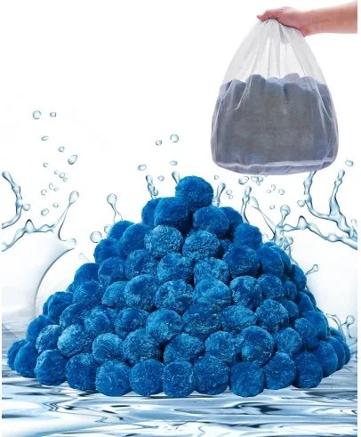 VEVOR Filterballen voor zandfilters, 1,42 kg, Filterballen ter vervanging van zwembadfilterzand, Herbruikbaar blauw polyestervezelfiltermateriaal met waszak, voor zwembaden, aquaria, opzetzwembaden
