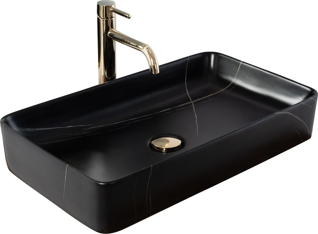 Opzetwastafel Denis Black Stone Mat
