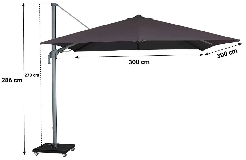 Zweefparasol  300 cm x 300 cm antracite Grijs-antraciet Garden Collections Alegria