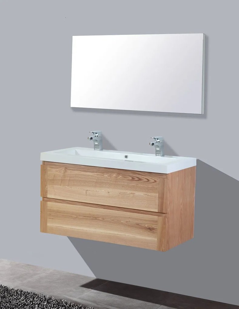 Lambini Designs Trend Wood badkamermeubel eiken 100cm, 2 kraangaten