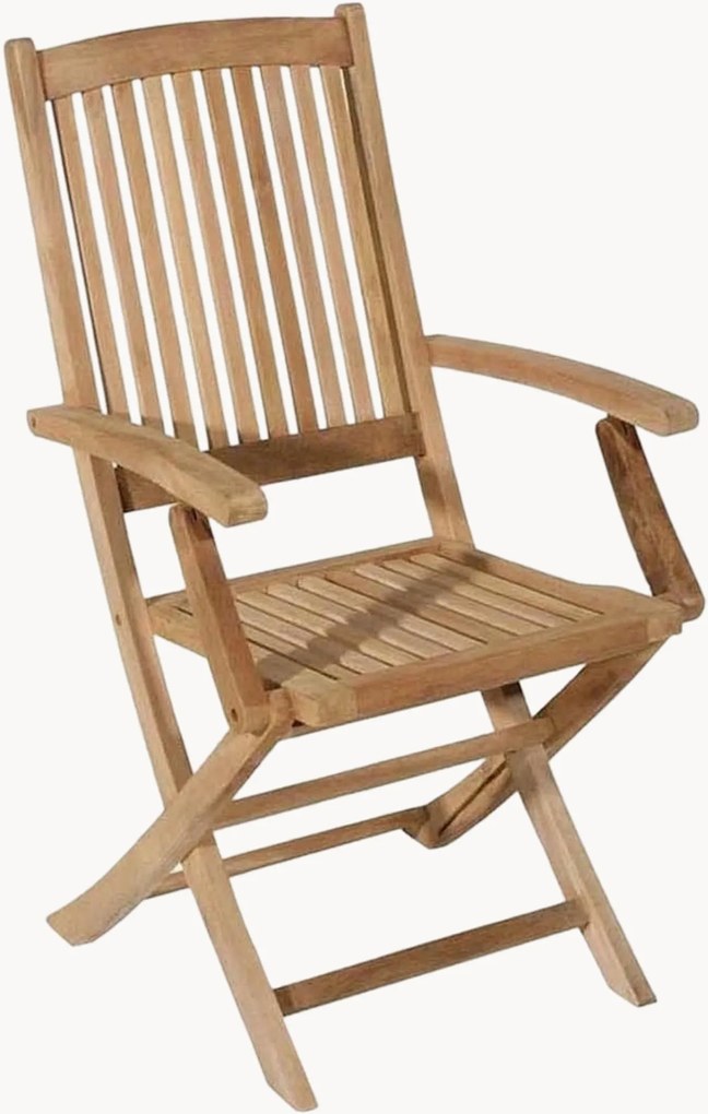 Inklapbare tuin eetstoelen Fun van teakhout met armleuningen, 2 stuks