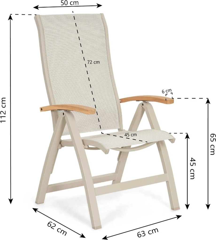 Tuinset 4 personen 180 cm Aluminium Taupe Presto Tarenta/Cardiff