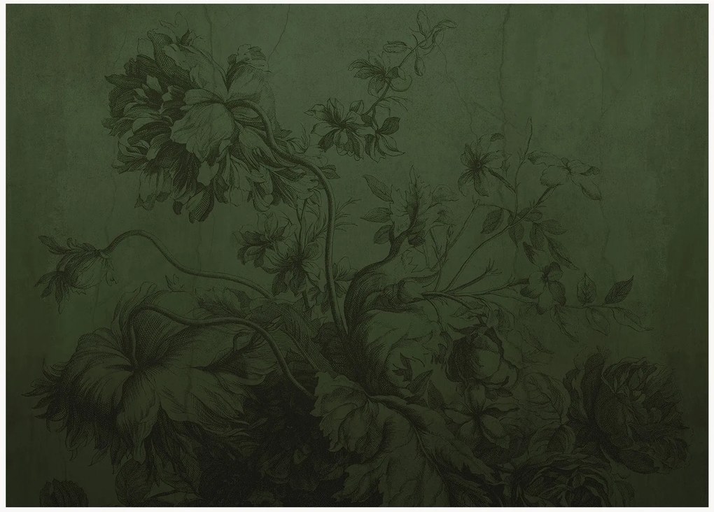 Behang Gradient Flowers groen