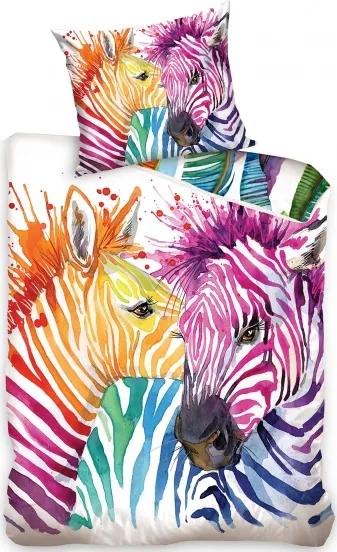 Dekbedovertrek kleurrijke zebra 140 x 200 cm