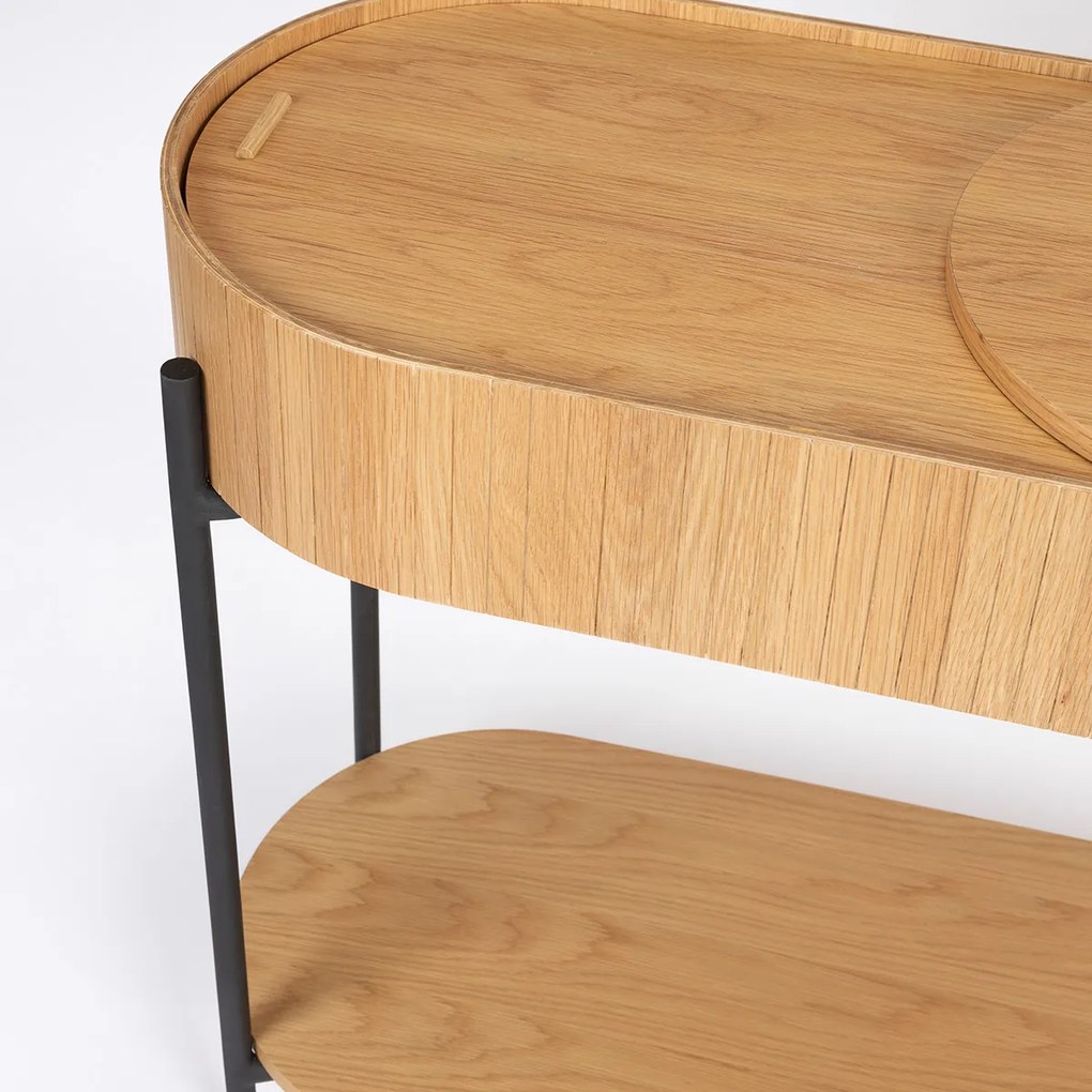 Zuiver Slides Eiken Wandtafel Met Opbergruimte - 120 X 36cm.