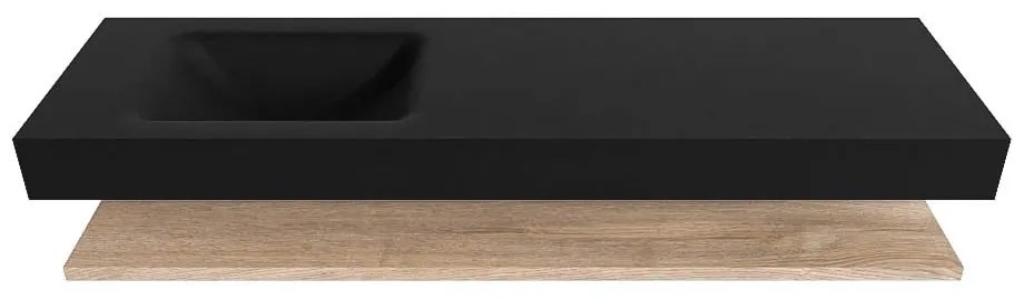 Zaro Alan badmeubel 160cm met planchet washed oak en vrijhangende wastafel cloud links zonder kraangat urban